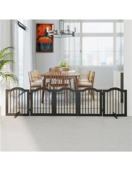 PawHut Wooden Foldable Dog Gate Panel Pet Fence Freestanding Safety Barrier for the House, Doorway, Stairs (Black) - pic 194797 | FastDaddyshop
