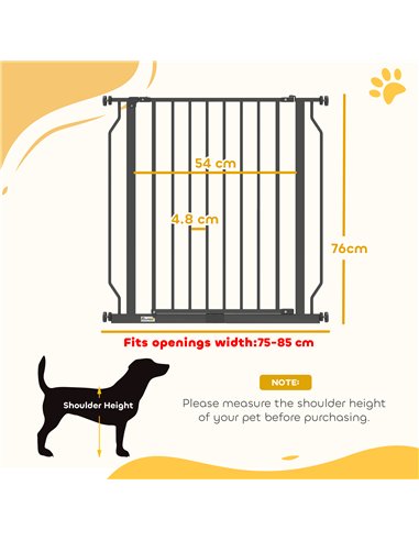 PawHut Extra Wide Dog Gate, with Door Pressure, for Doorways, Hallways, Staircases - Black