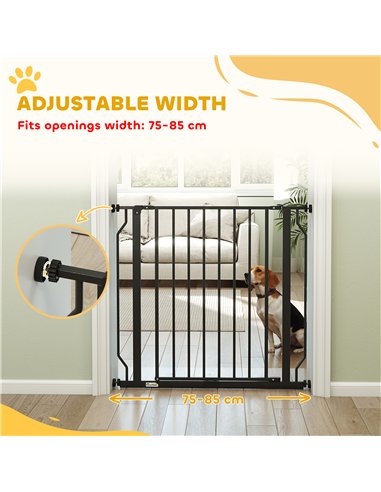 PawHut Extra Wide Dog Gate, with Door Pressure, for Doorways, Hallways, Staircases - Black