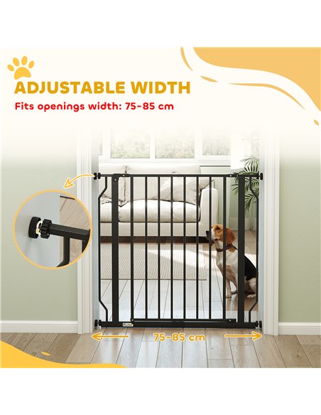 PawHut Extra Wide Dog Gate, with Door Pressure, for Doorways, Hallways, Staircases - Black - pic 194802 | FastDaddyshop