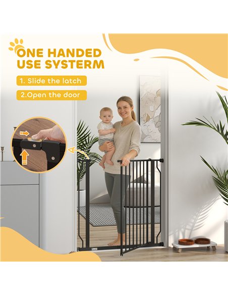 PawHut Extra Wide Dog Gate, with Door Pressure, for Doorways, Hallways, Staircases - Black - pic 194803 | FastDaddyshop
