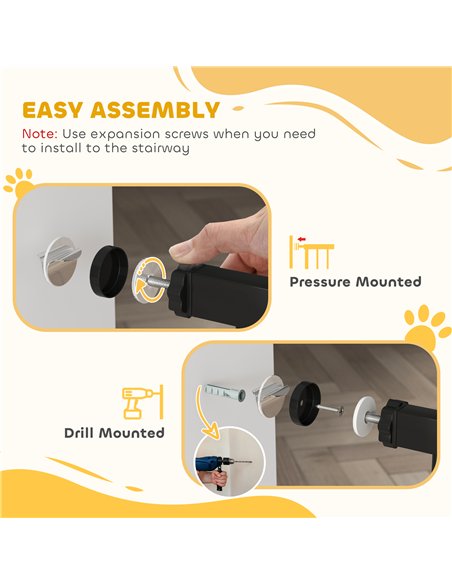 PawHut Extra Wide Dog Gate, with Door Pressure, for Doorways, Hallways, Staircases - Black - pic 194804 | FastDaddyshop