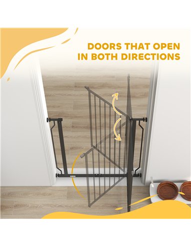 PawHut Extra Wide Dog Gate, with Door Pressure, for Doorways, Hallways, Staircases - Black