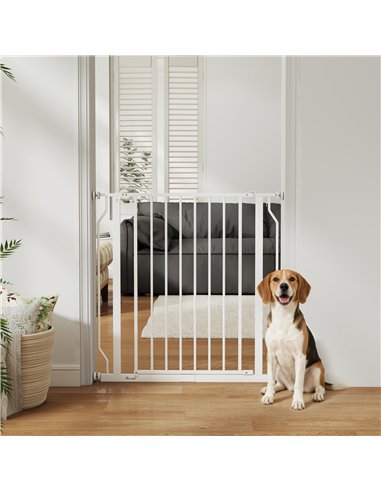 PawHut Extra Wide Dog Gate, with Door Pressure, for Doorways, Hallways, Staircases - White