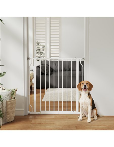 PawHut Extra Wide Dog Gate, with Door Pressure, for Doorways, Hallways, Staircases - White - pic 194809 | FastDaddyshop