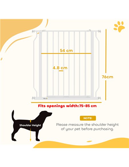 PawHut Extra Wide Dog Gate, with Door Pressure, for Doorways, Hallways, Staircases - White - pic 194810 | FastDaddyshop