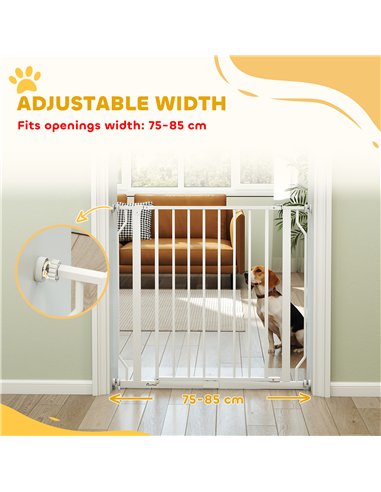 PawHut Extra Wide Dog Gate, with Door Pressure, for Doorways, Hallways, Staircases - White
