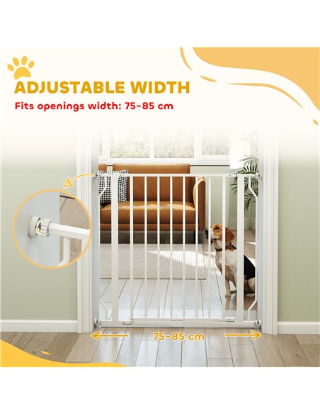 PawHut Extra Wide Dog Gate, with Door Pressure, for Doorways, Hallways, Staircases - White - pic 194811 | FastDaddyshop