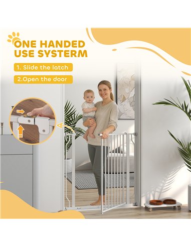 PawHut Extra Wide Dog Gate, with Door Pressure, for Doorways, Hallways, Staircases - White