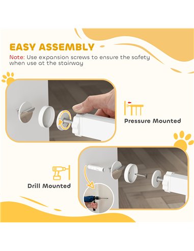PawHut Extra Wide Dog Gate, with Door Pressure, for Doorways, Hallways, Staircases - White