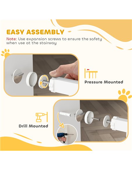 PawHut Extra Wide Dog Gate, with Door Pressure, for Doorways, Hallways, Staircases - White - pic 194813 | FastDaddyshop