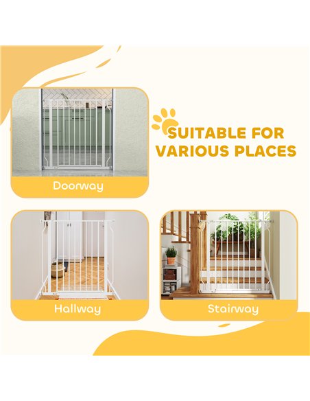 PawHut Extra Wide Dog Gate, with Door Pressure, for Doorways, Hallways, Staircases - White - pic 194814 | FastDaddyshop