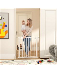 PawHut Baby Gate, Pet Safety Gate Pressure Fit, 76-81cm Wide with Two-Way Open, One-Hand Opening 2