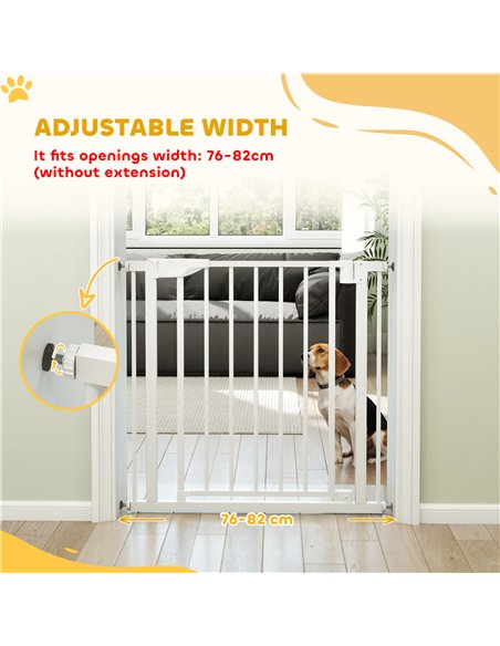 PawHut Baby Gate, Pet Safety Gate Pressure Fit, 76-81cm Wide with Two-Way Open, One-Hand Opening - pic 194820 | FastDaddyshop