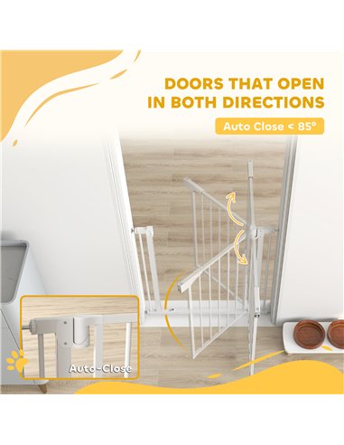 PawHut Baby Gate, Pet Safety Gate Pressure Fit, 76-81cm Wide with Two-Way Open, One-Hand Opening