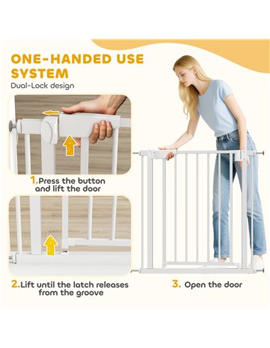 PawHut Baby Gate, Pet Safety Gate Pressure Fit, 76-81cm Wide with Two-Way Open, One-Hand Opening
