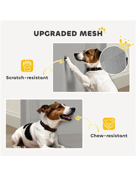 PawHut Retractable Dog Gate, Extends to 140 cm Wide & 93 cm Tall, Mesh Pet Gate with Single Hand Operation, for Stairs Doorways - pic 194831 | FastDaddyshop