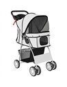 PawHut Dog Pram, Pet Stroller with Reflective Strips, Foldable Cat Stroller with 360° Swivel Wheels, Grey