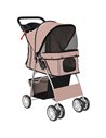 PawHut Dog Pram, Pet Stroller with Reflective Strips, Foldable Cat Stroller with 360° Swivel Wheels, Brown