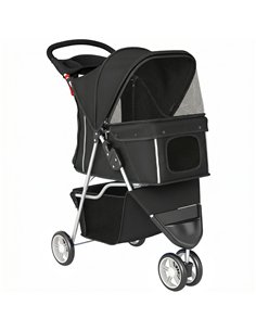PawHut 3 Wheel Pet Stroller for Small and Miniature Dogs, Black