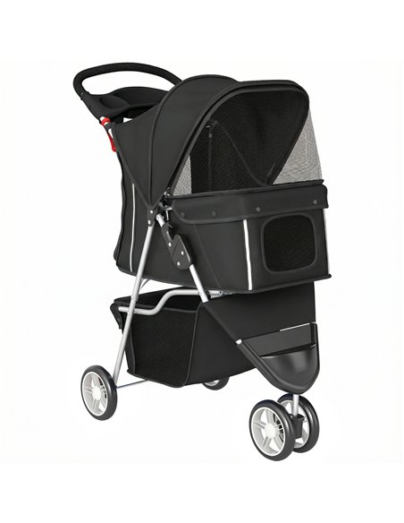 PawHut 3 Wheel Pet Stroller for Small and Miniature Dogs, Black - pic 194898 | FastDaddyshop