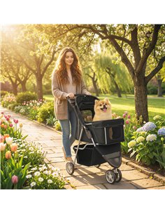 PawHut 3 Wheel Pet Stroller for Small and Miniature Dogs, Black 2