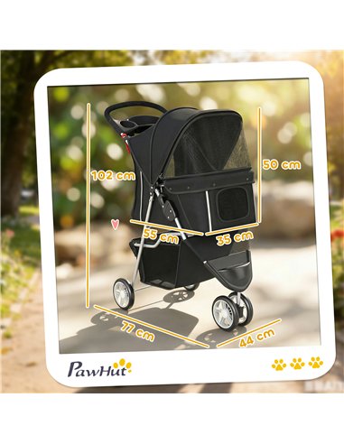 PawHut 3 Wheel Pet Stroller for Small and Miniature Dogs, Black
