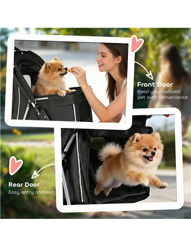 PawHut 3 Wheel Pet Stroller for Small and Miniature Dogs, Black