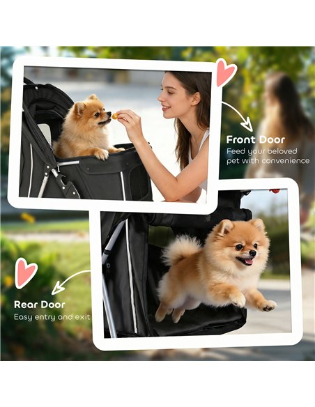 PawHut 3 Wheel Pet Stroller for Small and Miniature Dogs, Black - pic 194904 | FastDaddyshop