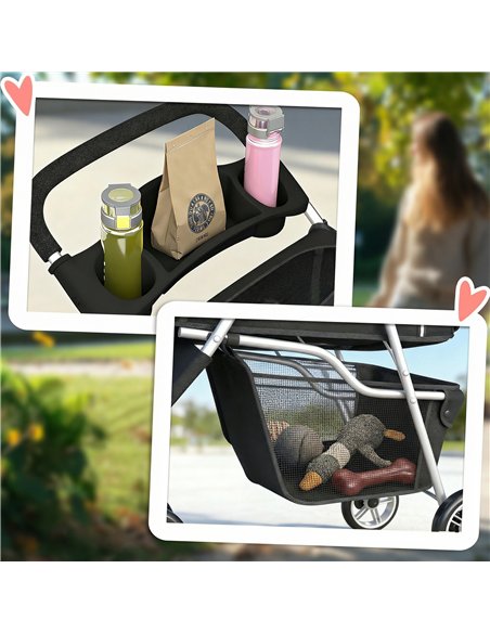 PawHut 3 Wheel Pet Stroller for Small and Miniature Dogs, Black - pic 194905 | FastDaddyshop