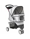 PawHut Dog Stroller, 3 Wheels Foldable Pet Stroller with Adjustable Canopy, Storage Basket for Small Mini Breeds, Grey