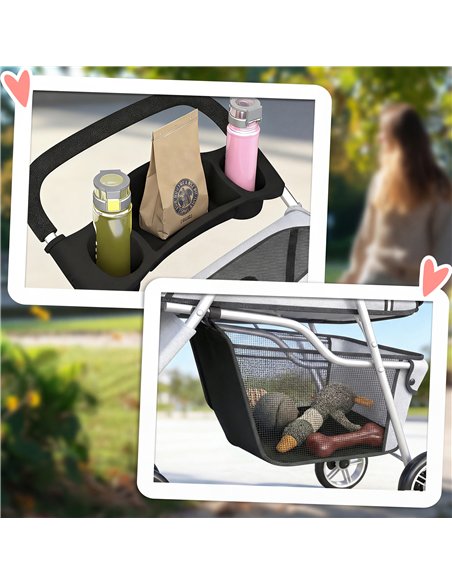 PawHut Dog Stroller, 3 Wheels Foldable Pet Stroller with Adjustable Canopy, Storage Basket for Small Mini Breeds, Grey - pic 194923 | FastDaddyshop