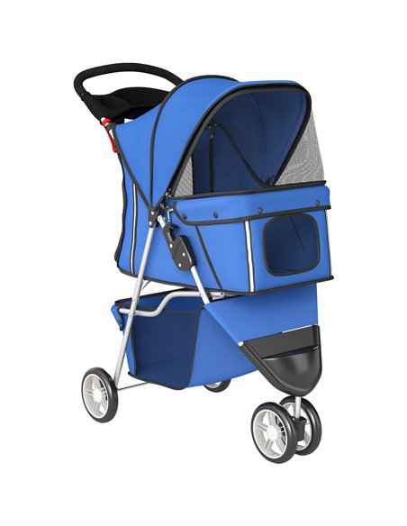 PawHut 3 Wheel Pet Stroller for Small and Miniature Dogs, Blue - pic 194925 | FastDaddyshop