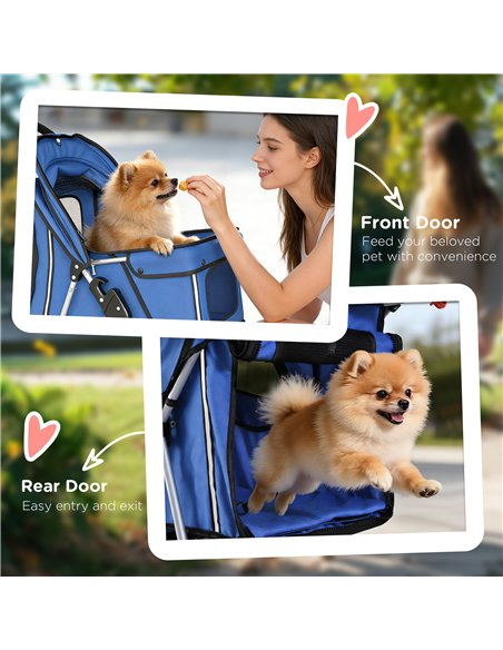 PawHut 3 Wheel Pet Stroller for Small and Miniature Dogs, Blue - pic 194931 | FastDaddyshop