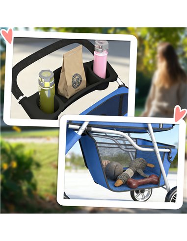 PawHut 3 Wheel Pet Stroller for Small and Miniature Dogs, Blue