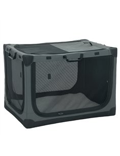 PawHut Soft Dog Crate Pet Travel Crate 90 x 64 x 64 cm with Removable Pad Mesh Window Army Green