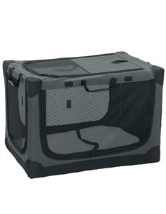 PawHut Soft Dog Crate Pet Travel Crate 76 x 54 x 54 cm with Removable Pad Mesh Window Army Green