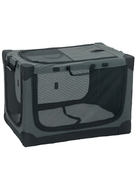 PawHut Soft Dog Crate Pet Travel Crate 76 x 54 x 54 cm with Removable Pad Mesh Window Army Green - pic 194943 | FastDaddyshop