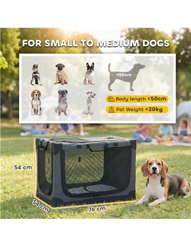 PawHut Soft Dog Crate Pet Travel Crate 76 x 54 x 54 cm with Removable Pad Mesh Window Army Green