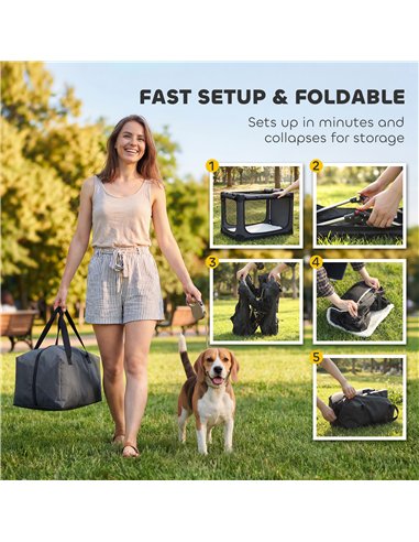PawHut Soft Dog Crate Pet Travel Crate 76 x 54 x 54 cm with Removable Pad Mesh Window Army Green