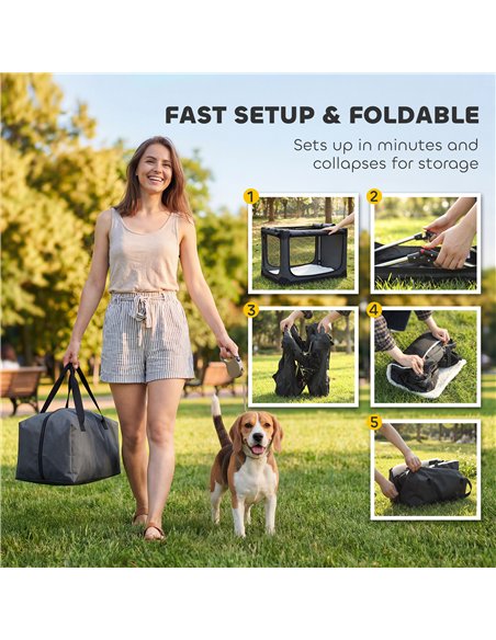 PawHut Soft Dog Crate Pet Travel Crate 76 x 54 x 54 cm with Removable Pad Mesh Window Army Green - pic 194946 | FastDaddyshop