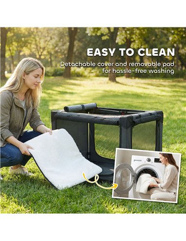 PawHut Soft Dog Crate Pet Travel Crate 76 x 54 x 54 cm with Removable Pad Mesh Window Army Green