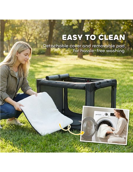 PawHut Soft Dog Crate Pet Travel Crate 76 x 54 x 54 cm with Removable Pad Mesh Window Army Green - pic 194949 | FastDaddyshop
