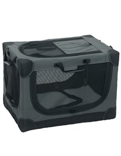 PawHut Soft Dog Crate Pet Travel Crate 60 x 42 x 43 cm with Removable Pad Mesh Window Army Green