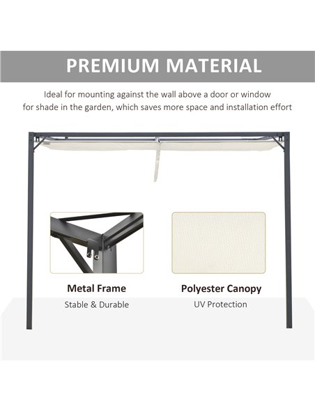 Outsunny 4(m) Outdoor Pergola Retractable Canopy Wall Mounted Gazebo Patio Shelter Sun Shade, Beige - pic 19496 | FastDaddyshop