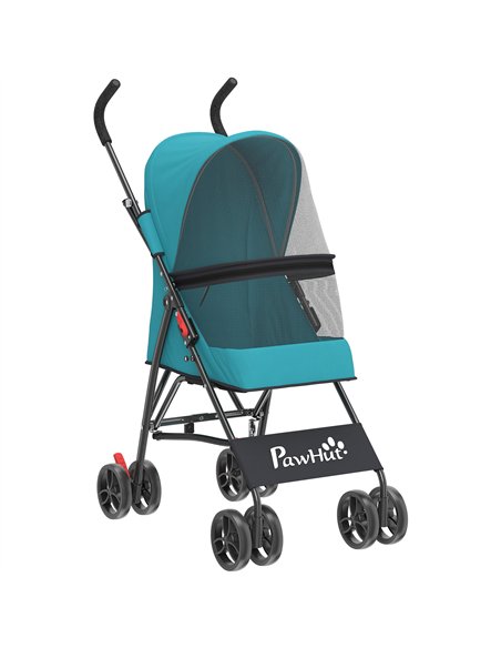 PawHut Dog Stroller, Foldable Cat Dog Pram for Miniature Breeds, Pet Stroller with Brake, Mesh Windows, Dark Green - pic 194970 | FastDaddyshop