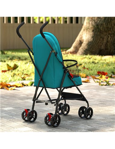PawHut Dog Stroller, Foldable Cat Dog Pram for Miniature Breeds, Pet Stroller with Brake, Mesh Windows, Dark Green