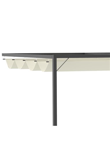 Outsunny 4(m) Outdoor Pergola Retractable Canopy Wall Mounted Gazebo Patio Shelter Sun Shade, Beige