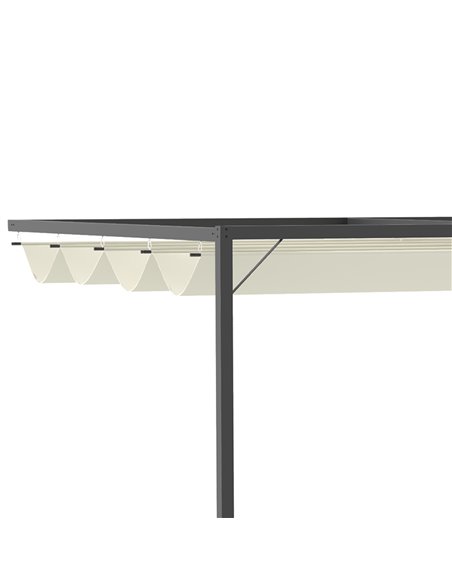 Outsunny 4(m) Outdoor Pergola Retractable Canopy Wall Mounted Gazebo Patio Shelter Sun Shade, Beige - pic 19498 | FastDaddyshop