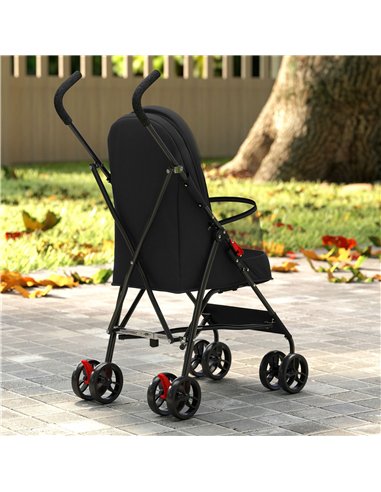 PawHut Dog Stroller, Foldable Cat Dog Pram for Miniature Breeds, Pet Stroller with Brake, Mesh Windows, Black